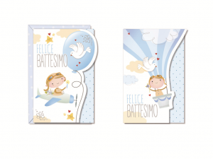 BIGLIETTO BATTESIMO AEREOPLANINO AZZURRO