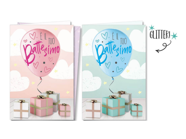 BIGLIETTO BATTESIMO PALLONCINO