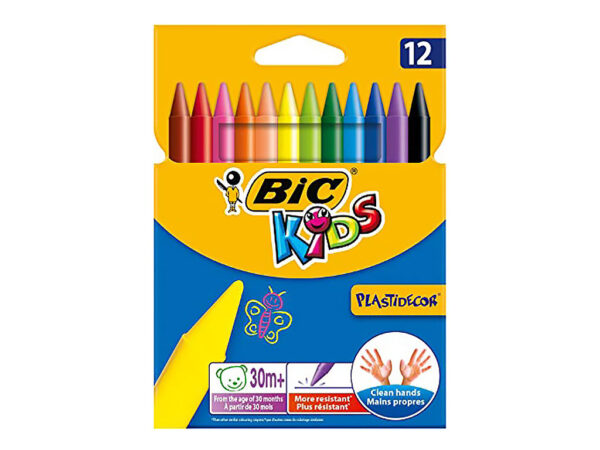 PASTELLI CERA BIC PLASTIDECOR 12 COLORI