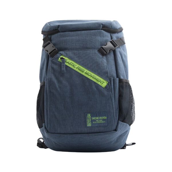 ZAINO TECNICO ECO BLU ZIP VERDE CON MAXI TASCA FRONTALE, TASCA INTERNA PORTA PC/TABLET